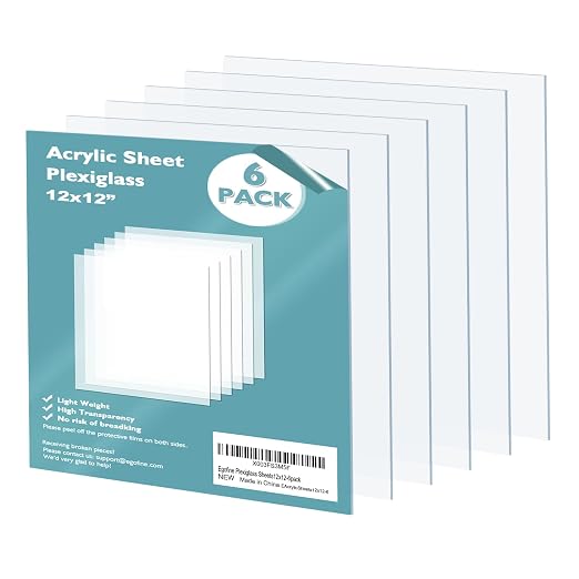 Egofine Plexiglass Sheets Acrylic Sheets 6 Pack of 12x12’’ 0.04 Thick Clear by Egofine