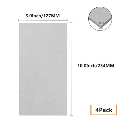 4Pack 6061 T651 Aluminum Sheet Metal 5 x 10 x 1/8 Inch Plain Thin Aluminum - Image 2