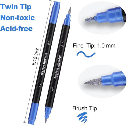 Colourcolor Pack of 12 Metallic Marker Pens - Image 3