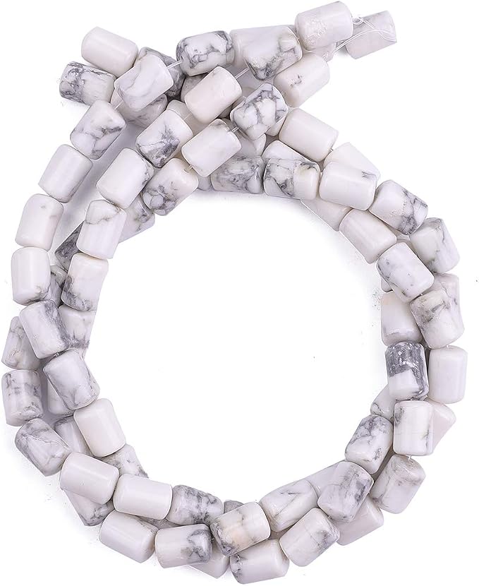 Natural White Howlite Cylinder Stone Loose Semi Gemstone Beads - Image 4