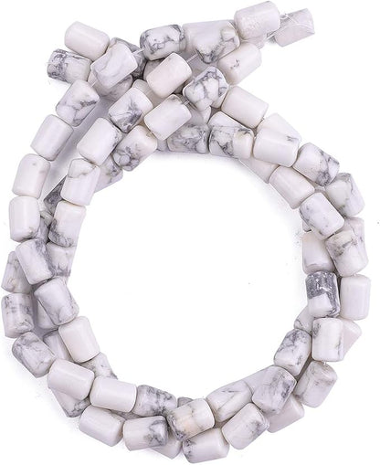 Natural White Howlite Cylinder Stone Loose Semi Gemstone Beads - Image 4