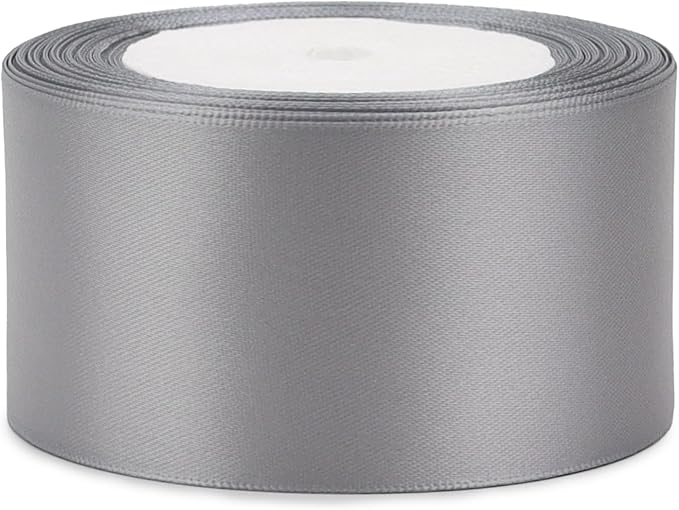 Gray Solid Satin Ribbon 2 Inch 25 Yards Solid Polyester Fabric Ribbon - Image 7