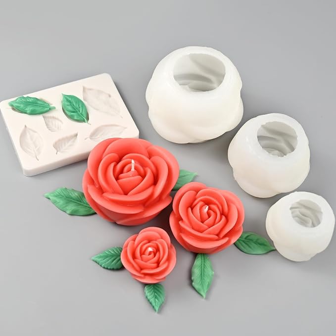 Rose Candle Molds, Epoxy Resin Casting, Wax Soap Clay Plaster Home Décor - Image 4