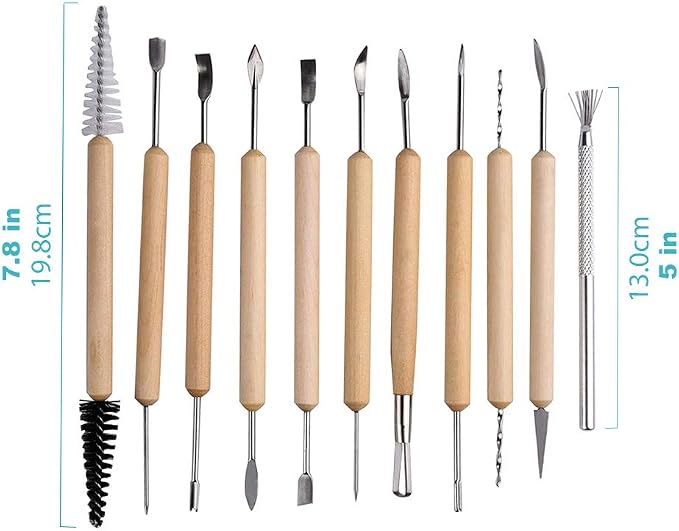 EuTengHao 19Pcs Pottery Tools Clay Sculpting Carving Tool Set Contains Most - Image 4