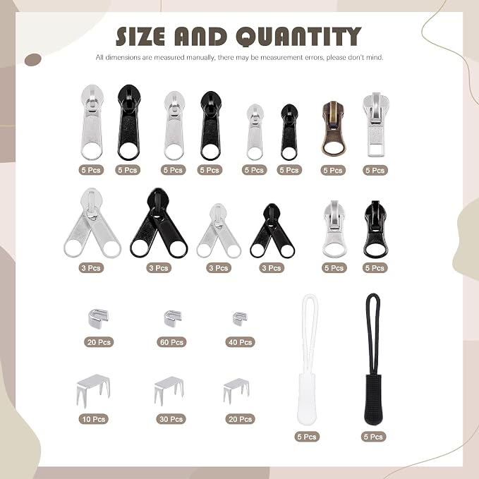 250Pcs Zipper Replacement Zipper Repair Fix Kit Zipper Slider Set - Image 2