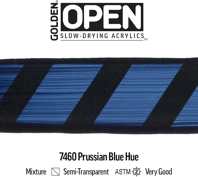 OPEN Slow-Drying Acrylics by GOLDEN, Prussian Blue Hue, 5 fl oz. tube, - Image 6