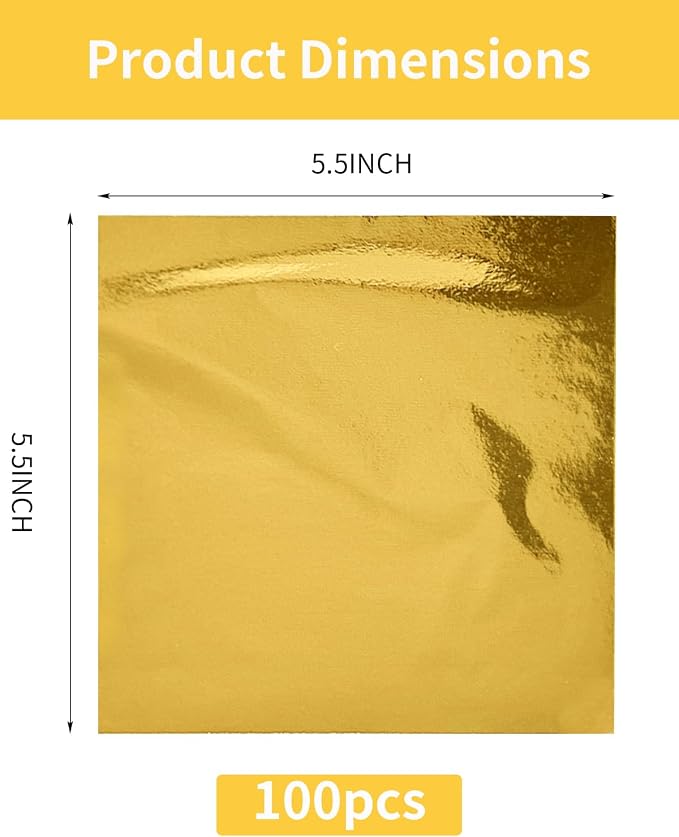 Luckymica Gold Leaf Sheets, Decoration, 5.5" x 5.5" - Image 2