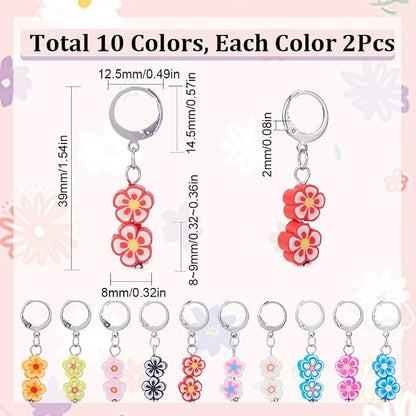 SUNNYCLUE 1 Box 20Pcs Knitting Stitch Markers Polymer Clay Flower Beads Cute - Image 2