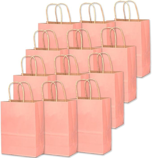 qiqee 32-Packs Bright Pink Paper Gift Bags by Qiqee
