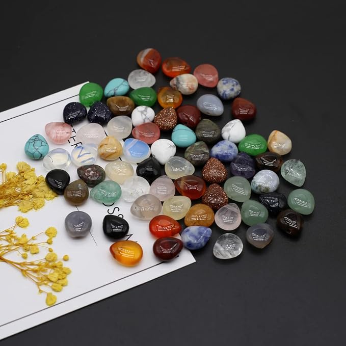 LE SKY 50 Pcs Natural Stone Beads Waterdrop Shape Healing Chakra Polished - Image 5