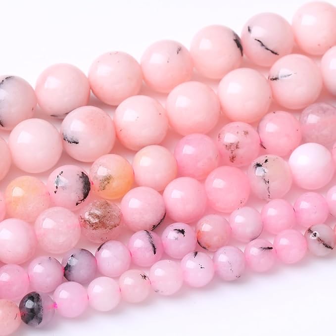 60PCS 6MM Natural Pink Opal Stone Beads by JIANJING