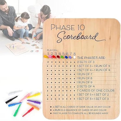 Phase 10 Score Board, 2025 New Wooden Phase 10 Scoreboard and Round Tracker by Unknown
