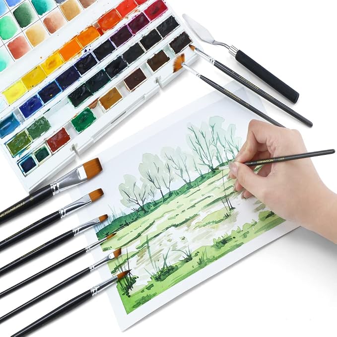 Transon Paint Brush Kit 10pcs Art Brushes and 1 Paint Spatula - Image 5