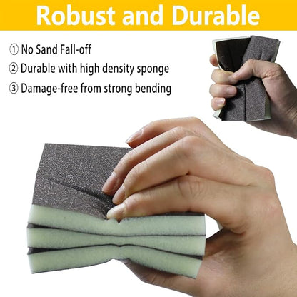 16PCS 180 Grits Sanding Sponge Fine Coarse Sanding Block, Washable and Reusable - Image 4