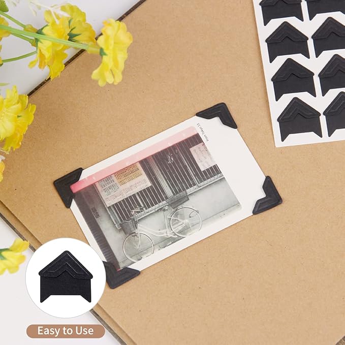 GOONAVI 15 Sheets 360 Pcs Black Acid-Free Photo Corners Mounting Self Adhesive - Image 6