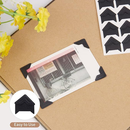 GOONAVI 15 Sheets 360 Pcs Black Acid-Free Photo Corners Mounting Self Adhesive - Image 6