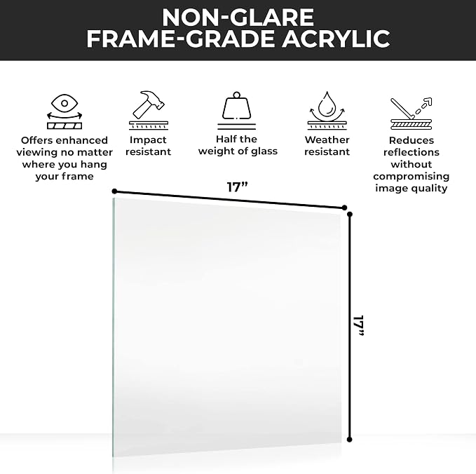 Non-Glare Acrylic Replacement for 17x17 Picture Frame, Replacement Plexiglass - Image 3
