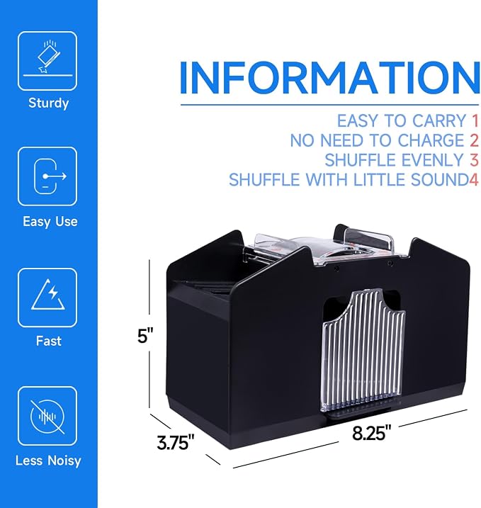 GSE Games & Sports Expert 4-Deck Automatic Card Shuffler, Battery-Operated - Image 2