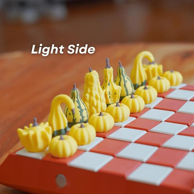 Pumpkin Game Set: Magnetic Chess Checkers, Dice Tower, Card Holder, Gourd - Image 6