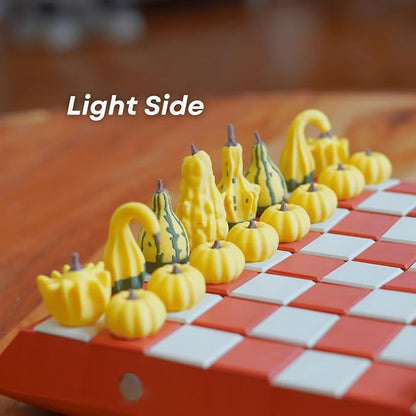 Pumpkin Game Set: Magnetic Chess Checkers, Dice Tower, Card Holder, Gourd - Image 6