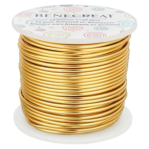 BENECREAT 12 17 18 Gauge Aluminum Wire - 100FT Gold Anodized Jewelry Craft Wire by BENECREAT