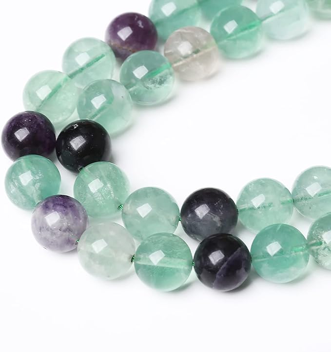 46pcs 8mm Natural Stone Beads Fluorite Gemstone Round Loose Beads - Image 4