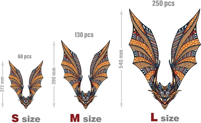 EWA Home Décor – Bat Small 60 Pieces – Wooden Jigsaw Puzzle - Image 5