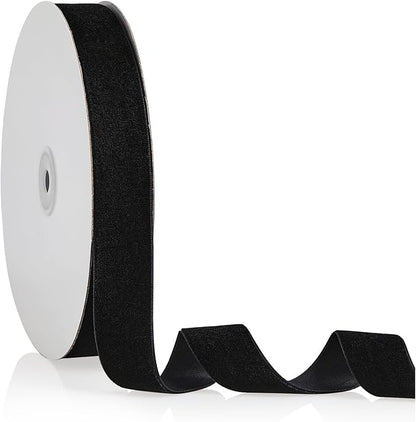 1" X 20 Yards Black Velvet Ribbon by Bomybaw