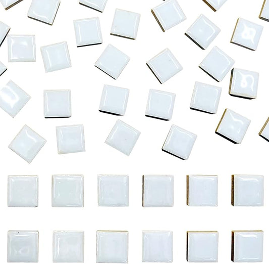 50 Pieces White Mosaic Tiles for Crafts 1" Ceramic Tiles Assorted Colors Square by SMANTA