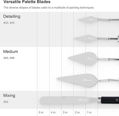 PHOENIX High Flexible Palette Knife Set, 5 Pieces Stainless Steel Painting - Image 3