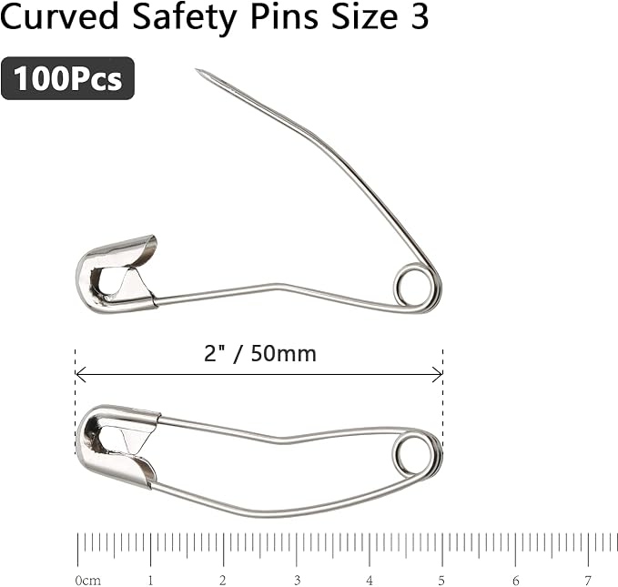 100Pcs Curved Safety Pins Size 3, Bent Safety Pins - Image 5