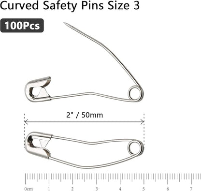 100Pcs Curved Safety Pins Size 3, Bent Safety Pins - Image 5