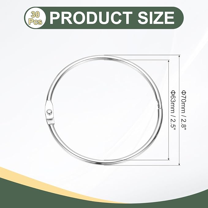 PATIKIL 2.5" x 2.8" Loose Leaf Binder Rings - Image 2