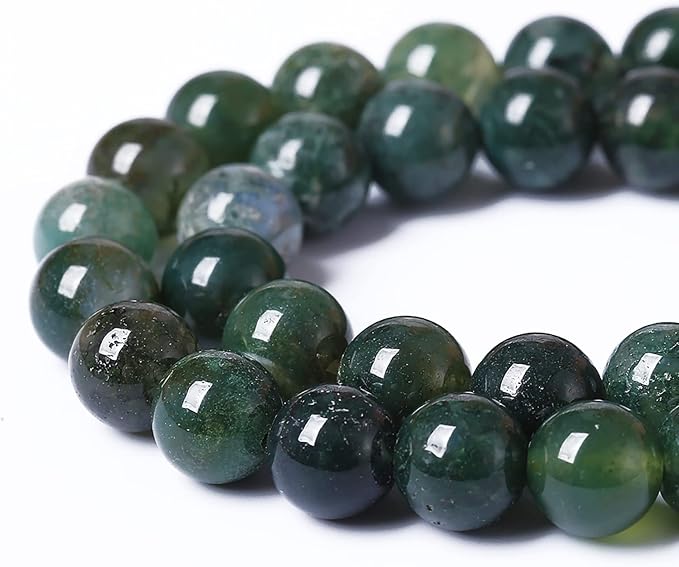 60PCS 6mm Natural Green Moss Agate Beads Gemstone Round Loose Spacer Beads - Image 3