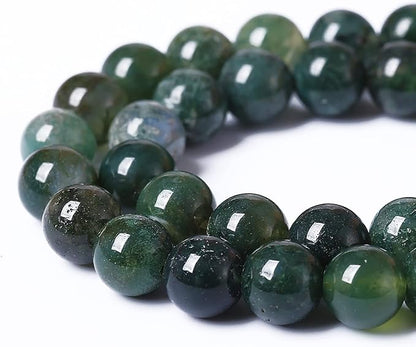 60PCS 6mm Natural Green Moss Agate Beads Gemstone Round Loose Spacer Beads - Image 3