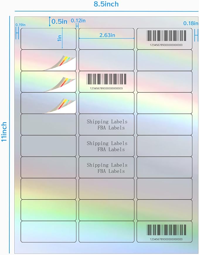 STARLIBOO 1" x 2-5/8" Address Labels- Holographic Color Stickers - Image 2