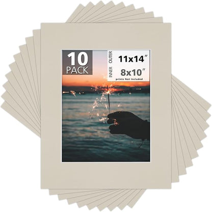 Mat Board Center, 11x14 Mats for 8x10 Photos Light Gray Color by MatBoardCenter