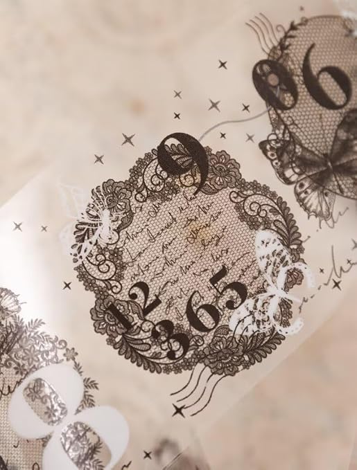 3pcs Vintage Lace Tape Cutout Art Lace Black White Stickers Roll Sticker PET - Image 3