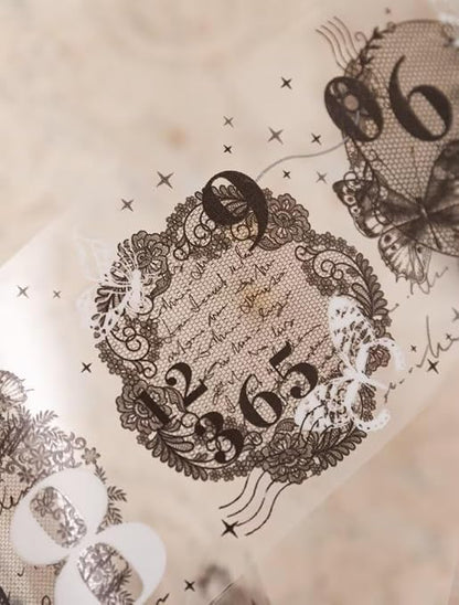 3pcs Vintage Lace Tape Cutout Art Lace Black White Stickers Roll Sticker PET - Image 3
