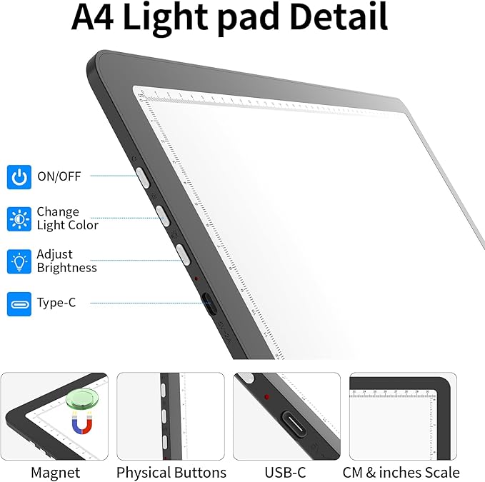 TOHETO A4 Light Board with Bag for Diamond Painting, Super Bright Magnetic - Image 6