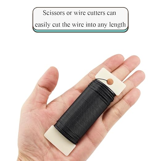 HAHIYO 22Gauge Black 3Roll Total 115Yards Metal Floral Wire Flexible Paddle Wire - Image 4