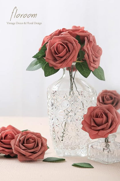 Floroom Artificial Flowers 25pcs Real Looking Dusty Cedar Foam Fake Roses - Image 5