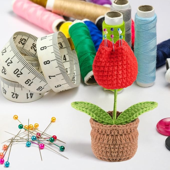 Tulip Pin Cushion, Handmade Knitted Pincushions, Cute Pin Cushions Needle - Image 4