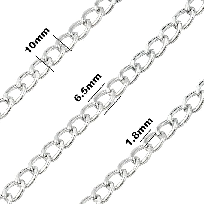 Jishi 16ft Aluminium Curb Chain Roll, Thick Twisted Chain Links, Jewelry Making - Image 2