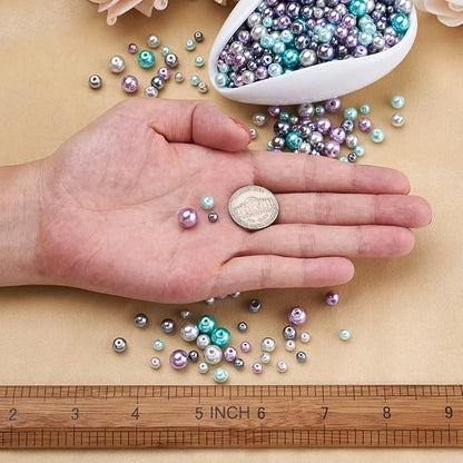 About 1840Pcs 4/6/8mm Glass Pearl Beads Pearlized Beads Multi Colors Round - Image 3