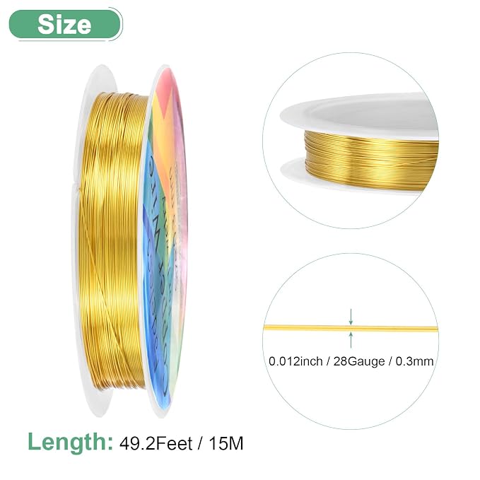 0.3 mm/28 Gauge Copper Wire for Jewelry Making, 49.2FT Copper Beading Craft - Image 3