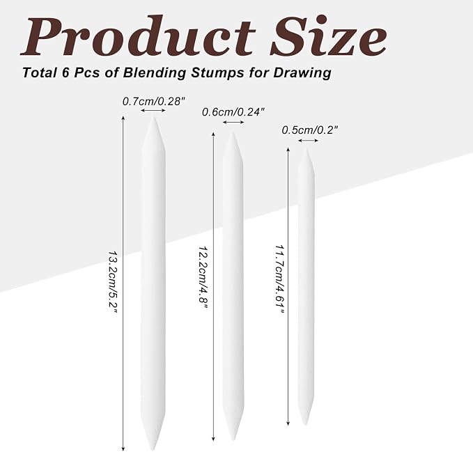 MECCANIXITY Blending Stumps for Drawing, Tortillions Paper Art Blenders Sticks - Image 2