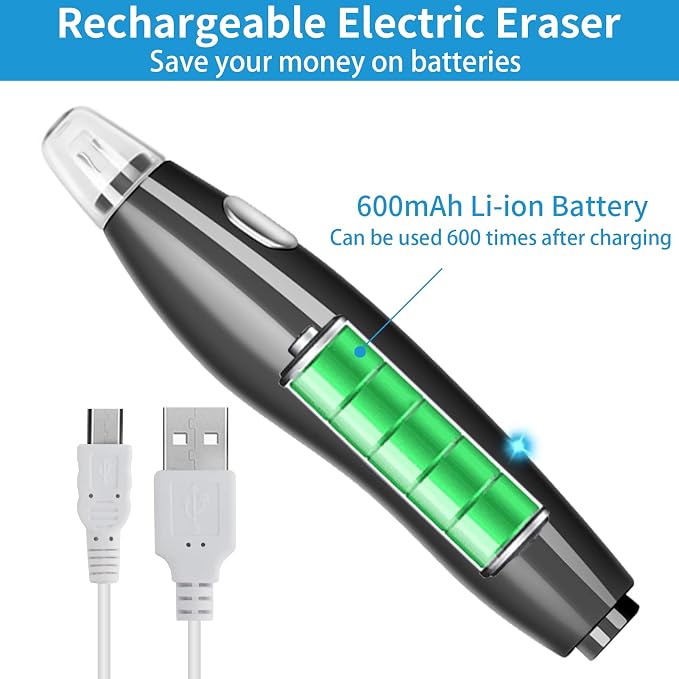 AFMAT Electric Eraser for Drawing, 140 Erasers Refills, Rechargeable Electric - Image 3