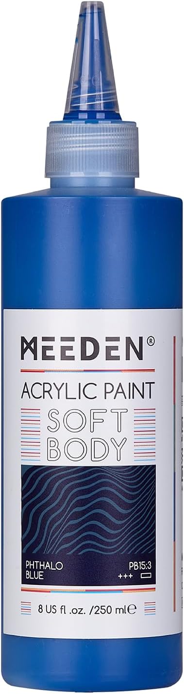 MEEDEN Soft Body Acrylic Paint: Phthalo Blue Matte Finish - 250ml/8.45oz Bulk by MEEDEN