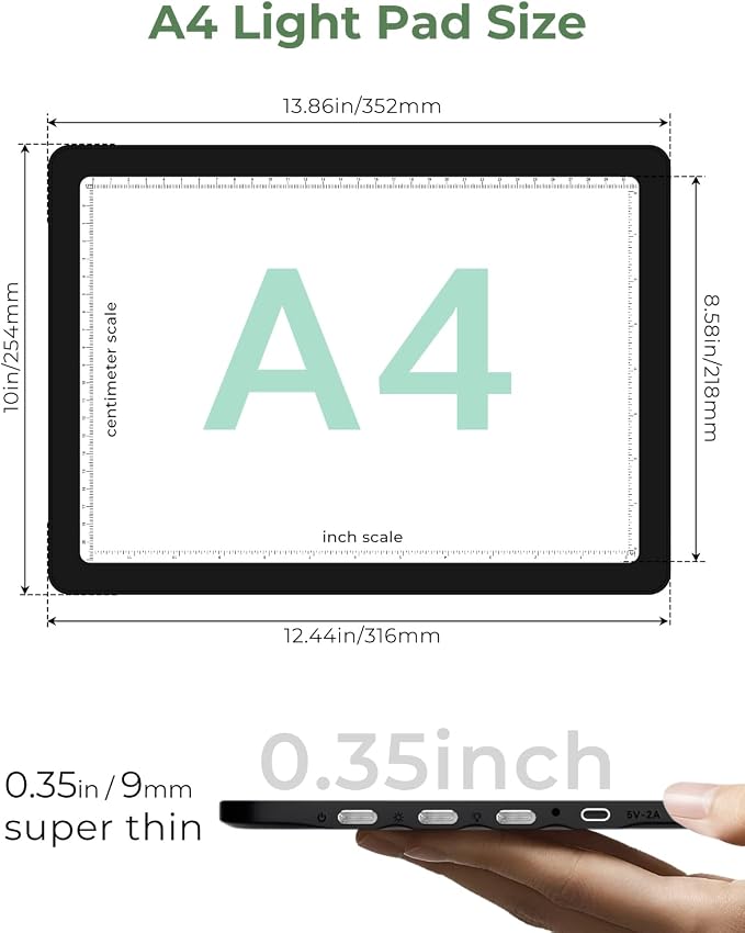 Rechargeable A4 Light Box for Tracing, Bawaslom LED Light Pad - Image 6